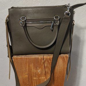 REBECCA MINKOFF SIDE ZIP REGAN TOTE IN DARK GREEN